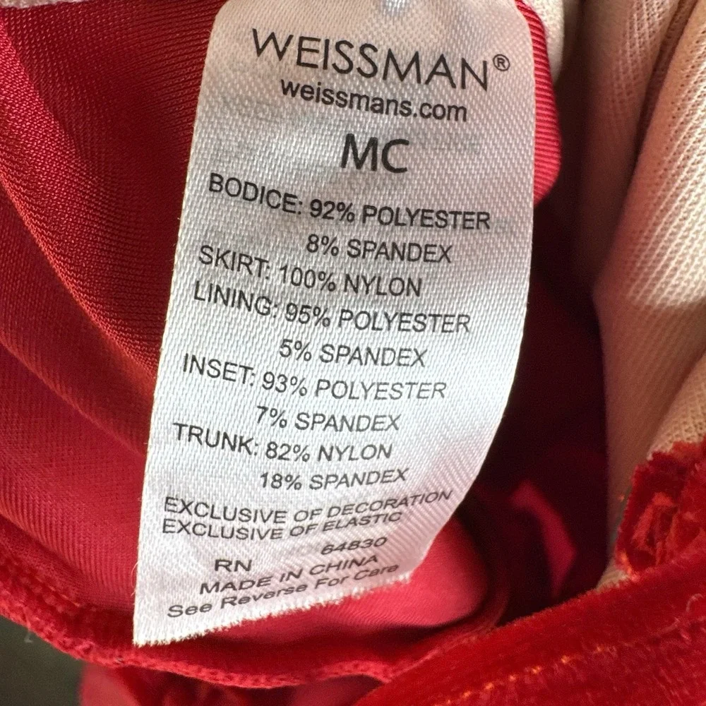Weissman Ballet Dance Costume Red Tutu Medium Child Rhinestones Glitter Silver